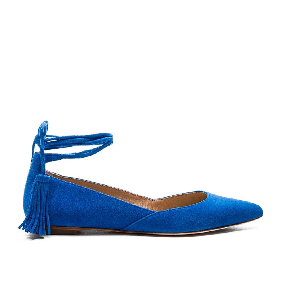 Loeffler Randall Penelope Suede Wrap Flats 8.5 - Picture 2 of 6